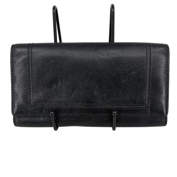 Wilsons Leather Bifold Checkbook Wallet Black Snap Close Credit Card ID - Picture 1 of 16